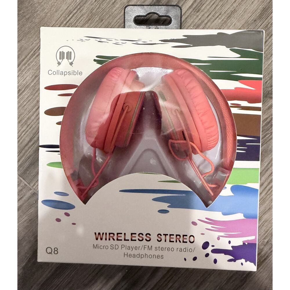 Wireless FM Stereo Headphones In Orange New In Box Never Used